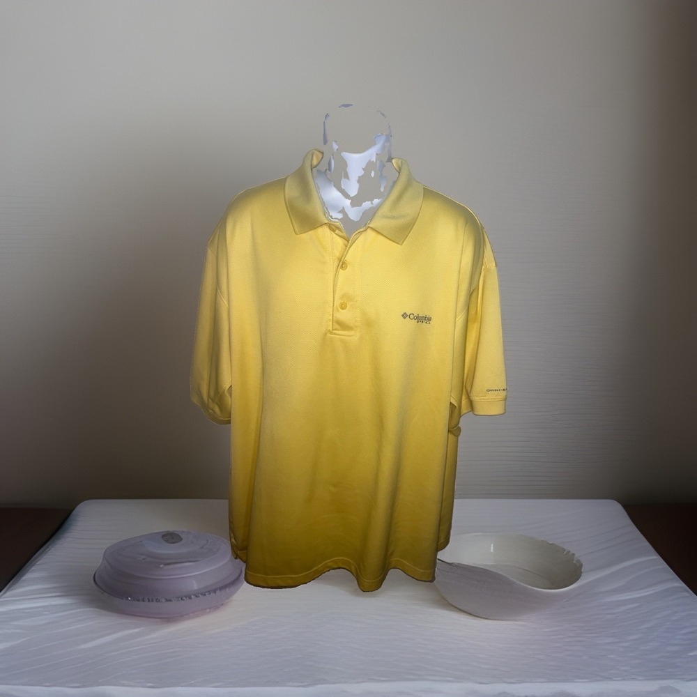 Columbia Men's PFG Omni-Shade Polyester 1/4 Button Polo Shirt XXLarge Yellow
